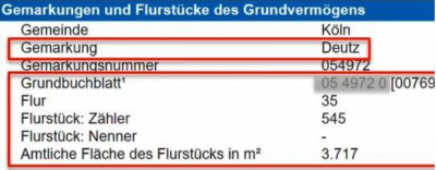 Daten Grundstück für Grundsteuer